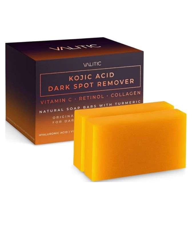 VALITIC Kojic Acid Dark Spot Remover Soap Bars with Vitamin C, Retinol, Collagen, Turmeric - Original Japanese Complex Infused with Hyaluronic Acid.-image