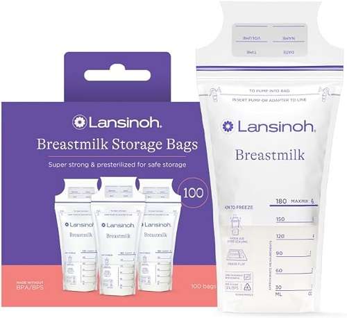 Lansinoh Breastmilk Storage Bags, 100 Count, Easy to Use Breast Milk Storage Bags for Feeding, Baby Essentials.-image