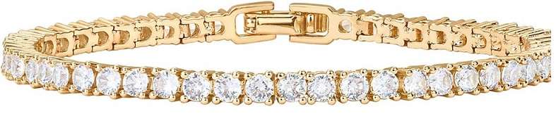 PAVOI 14K Gold Plated 3mm Cubic Zirconia Classic Tennis Bracelet | Gold Bracelets for Women.-image