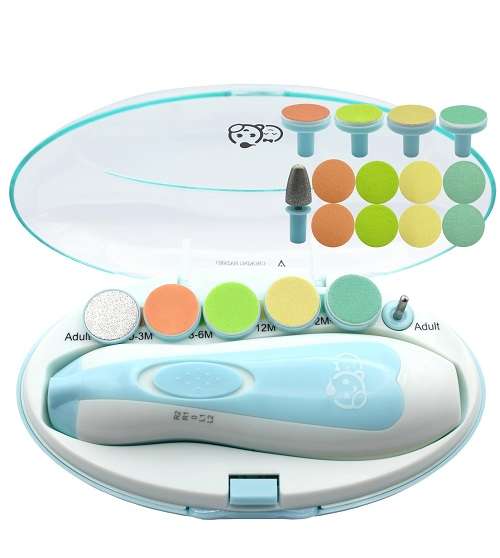 Royal Angels Baby Nail File 21 in 1, Safe Electric Baby Nail Buffer, Extra 13 Replacement Tools, Baby Nail Kit, Baby Nail Trimmer.-image