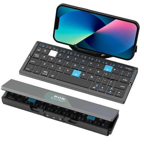 Mini Foldable Bluetooth Keyboard with Magnetic Stand,Aluminum Alloy Mini Quiet Folding Keyboard Portable Lightweight.-image