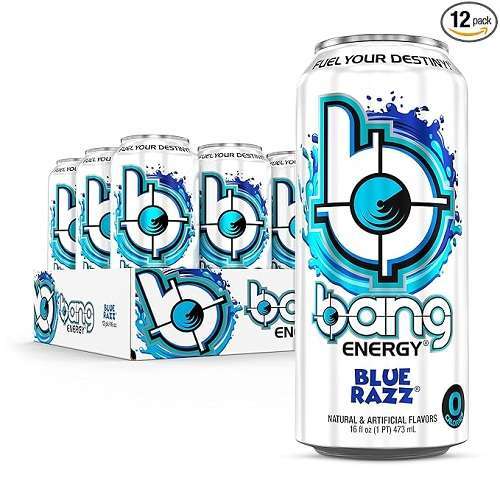 Bang Energy Blue Razz, Sugar-Free Energy Drink, 16-Ounce (Pack of 12).-image